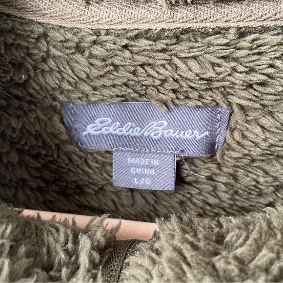 Eddie Bauer Green Quarter-Zip Fleece Pullover Size L - Picture 3 of 6
